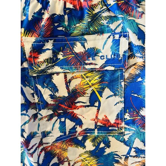 Le Club Men’s Ibiza Mid Length Swim Trunks Board Shorts Blue Size XXL Tropical - Picture 6 of 10